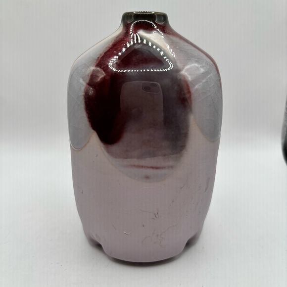 LASLO MIKASA Asian stoneware Vase JAPAN vase. Maroon, grey, mauve. - Picture 3 of 8